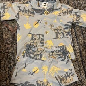 Gray and Yellow Dinosaur Print Shirt and short set